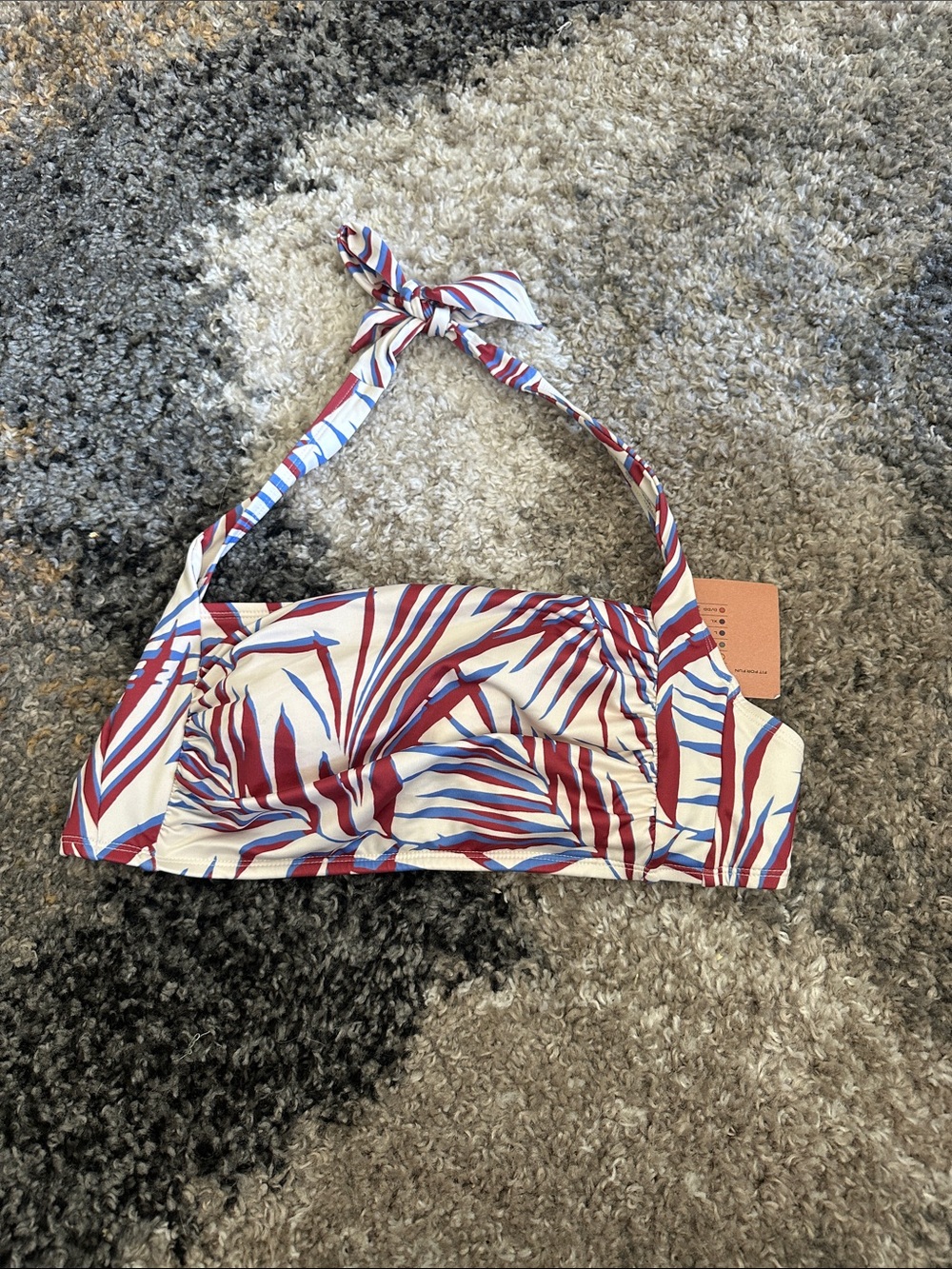 Shade & Shore Red, Blue and White Tropical Print Bandeau Bikini Top